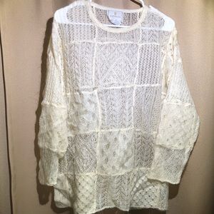 Vintage Express Tricot Sheer Cream Colored Sweater